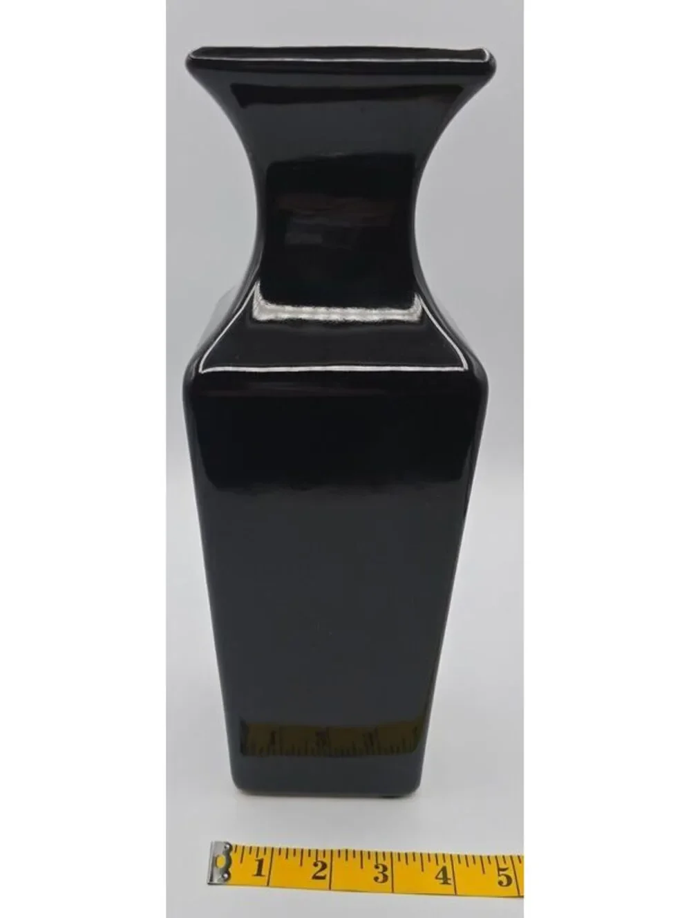 Haeger Floral Black Ceramic Modern Vase 616-05 USA 2004 12